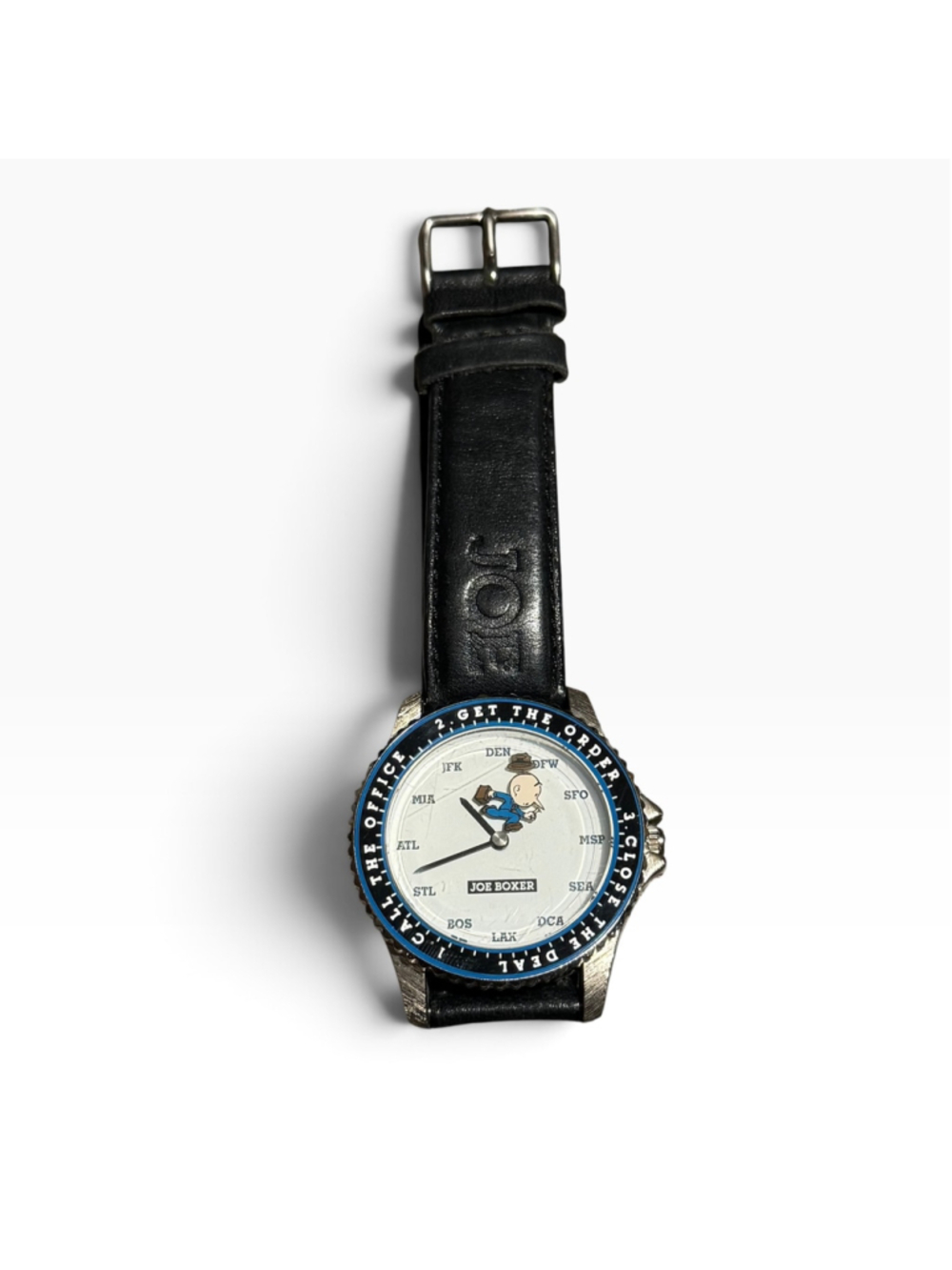 Vintage 1995 Joe Boxer Watch One Size Black and White Traveling Salesman 40mm